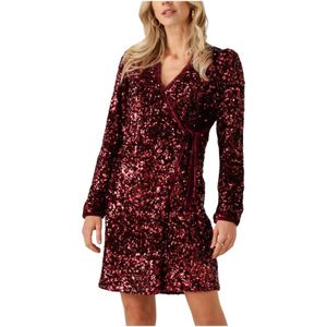 Y.a.s - Yaselle LS Wrap Dress - Wikkeljurk - Rood - Pailletten