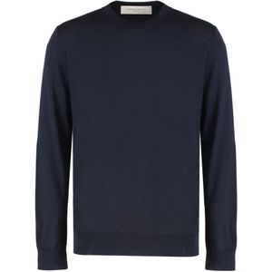 Golden Goose - Heren Truien - Blauw - Wol - Geribbelde Fleece Wollen Trui met Raffeleffect