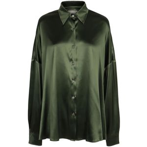 Dries Van Noten, Dames, Blouses & Shirts, Groen, Maat: XS Satijn,