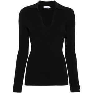 Calvin Klein, Dames, Truien, Zwart, Maat: XS Nylon,