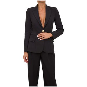 Elisabetta Franchi, Dames, Jassen, Zwart, Maat: L Satijn,