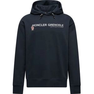 Moncler, Heren, Sweatshirts & Hoodies, Blauw, Maat: S Katoen,