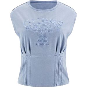 Guess, Dames, Tops, Blauw, Maat: XS Katoen,