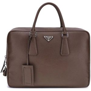 Prada, Heren, Tassen, Bruin, Maat: ONE Size Leer,