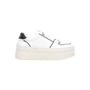 Pinko Contrasterende Leren Platform Sneakers , White , Dames , Maat: 40 EU
