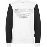 Plein Sport - Sweatshirt - Wit - Fleece van Katoenmix - Ronde Hals