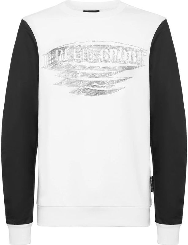 Plein Sport - Sweatshirt - Wit - Fleece van Katoenmix - Ronde Hals