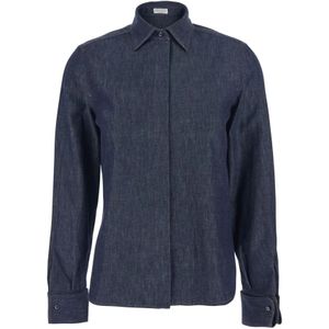 Brunello Cucinelli, Dames, Blouses & Shirts, Blauw, Maat: S Denim,