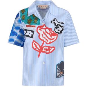 Marni, Dames, Blouses & Shirts, Blauw, Maat: 2XS Katoen,