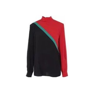 Gucci Zijden Crepe de Chine hoge hals shirt , Multicolor , Dames , Maat: XS