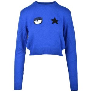 Chiara Ferragni Collection, Dames, Truien, Blauw, Maat: M Wol,