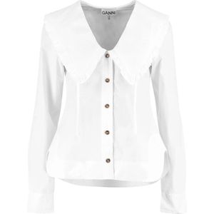 Ganni - Button-down Shirt - Wit - Biologisch Katoen