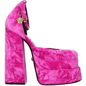 Versace - Velvet High Heel Sandalen - Fuchsia - Met Strass Detail