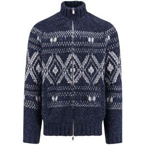 Brunello Cucinelli, Heren, Truien, Blauw, Maat: L Wol,