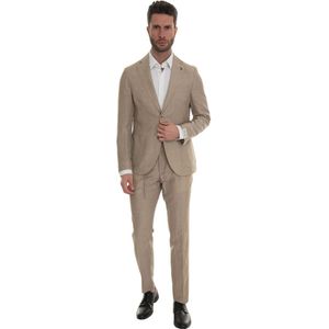 Paoloni, Heren, Pakken, Beige, Maat: L Linnen,