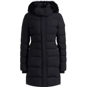 Moose Knuckles, Dames, Mantels, Zwart, Maat: S Leer,