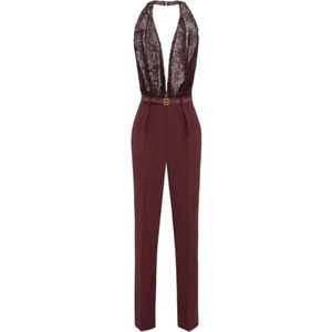 Elisabetta Franchi, Dames, Jumpsuits & Playsuits, Rood, Maat: M Synthetisch,