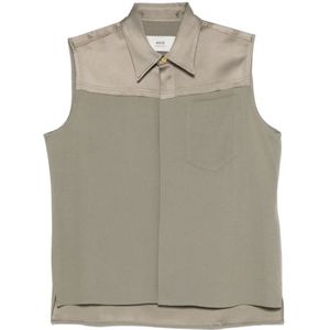 Ami Paris, Dames, Blouses & Shirts, Groen, Maat: XS Satijn,