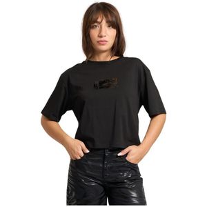 Armani Exchange, Dames, Tops, Zwart, Maat: XL Katoen,