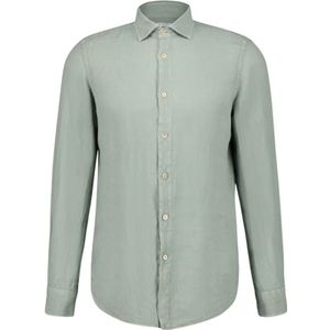 Boglioli, Heren, Overhemden, Groen, Maat: L Linnen,
