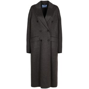 Prada, Dames, Mantels, Grijs, Maat: XS Wol,