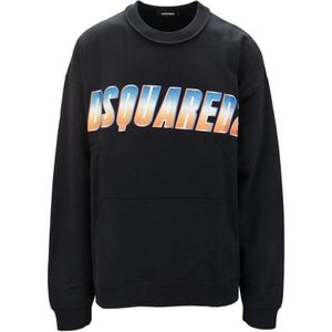 Dsquared2, Heren, Sweatshirts & Hoodies, Zwart, Maat: L Katoen,