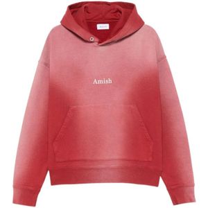 Amish, Heren, Sweatshirts & Hoodies, Rood, Maat: S Katoen,