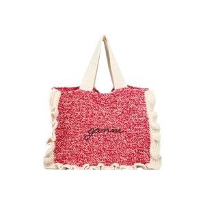 Ganni Gehaakte Frill Tote Tas , Red , Dames , Maat: ONE Size