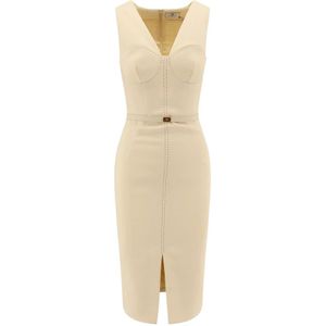 Elisabetta Franchi, Dames, Jurken, Beige, Maat: S Poliester,