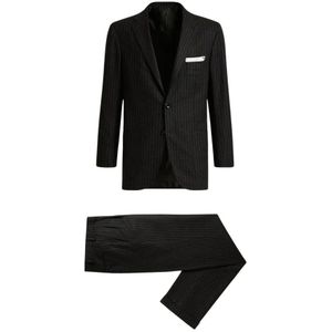 Kiton, Heren, Pakken, Zwart, Maat: M Wol,