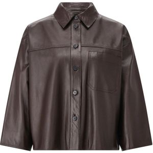 Weekend Max Mara, Dames, Jassen, Bruin, Maat: M Leer,