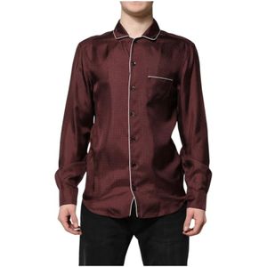 Dolce & Gabbana, Heren, Overhemden, Bruin, Maat: XL Zijde,