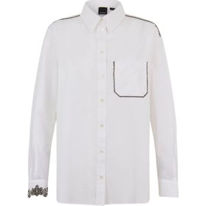 Pinko, Dames, Blouses & Shirts, Wit, Maat: L Katoen,