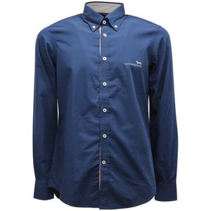 Harmont & Blaine, Heren, Overhemden, Blauw, Maat: S Katoen,