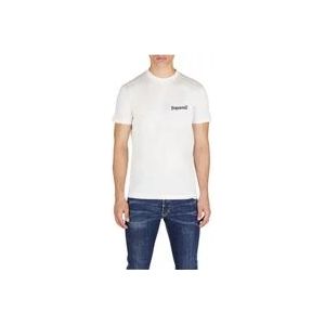 Dsquared2 Brotherhood Wit T-shirt met Bedrukt Logo , White , Heren , Maat: XL