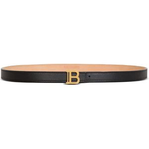 Balmain Dun kalfsleren B-Riem , Black , Dames , Maat: 90 CM