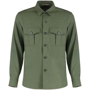 Canali, Heren, Overhemden, Groen, Maat: M Wol,