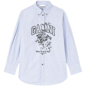 Ganni, Dames, Blouses & Shirts, Blauw, Maat: M Katoen,