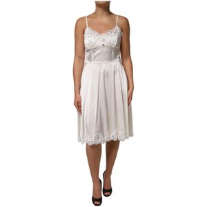 Dolce & Gabbana - Slipdress - Wit - Zijden Lingerie Jurk met Kantzoom