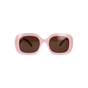 Celine Geometrische zonnebril in roze acetaat met bruine organische lenzen , Pink , Dames , Maat: 53 MM