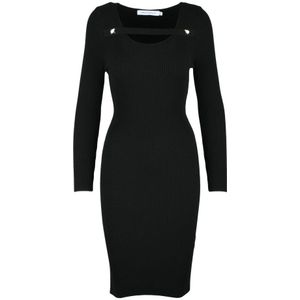 Simona Corsellini, Dames, Jurken, Zwart, Maat: M Leer,