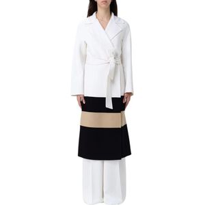 Max Mara Studio, Dames, Mantels, Wit, Maat: S Wol,