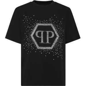 Philipp Plein, Dames, Tops, Zwart, Maat: XS Katoen,