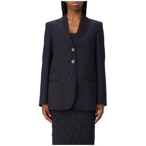 Max Mara Studio, Dames, Jassen, Blauw, Maat: XS Poliester,