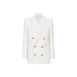 Balmain Twill blazer with double-breasted silver-tone buttoned fastening , White , Heren , Maat: M