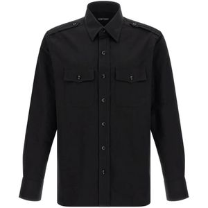 Tom Ford, Heren, Overhemden, Zwart, Maat: XL Katoen,