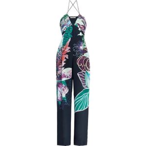 Roberto Cavalli, Dames, Jumpsuits & Playsuits, Blauw, Maat: M Zijde,