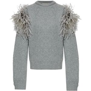 Blumarine, Dames, Truien, Grijs, Maat: S Wol,