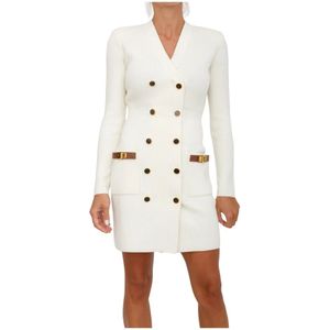 Elisabetta Franchi, Dames, Jurken, Wit, Maat: M Wol,