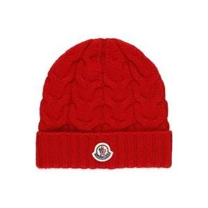 Moncler Rode wollen beanie muts voor jongens , Red , Heren , Maat: L